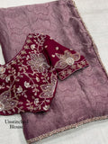 Mauve Blossom Royale – Fandy Satin Jacquard Saree