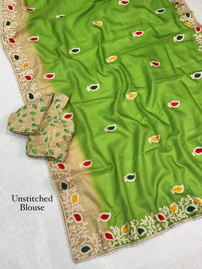 Kota Doria Threadwork Designer Saree