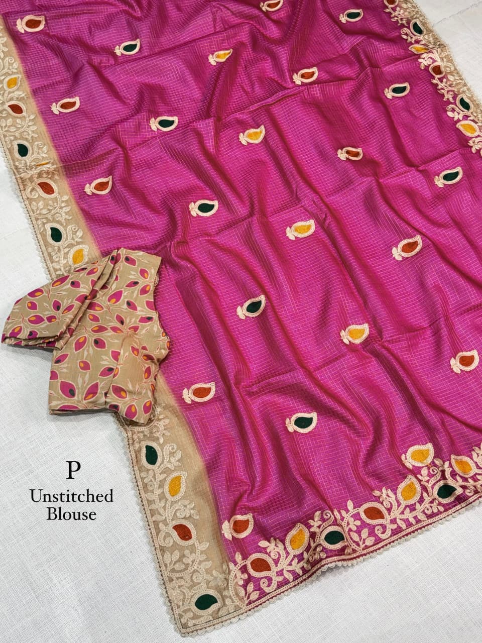 Kota Doria Threadwork Designer Saree