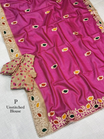 Kota Doria Threadwork Designer Saree