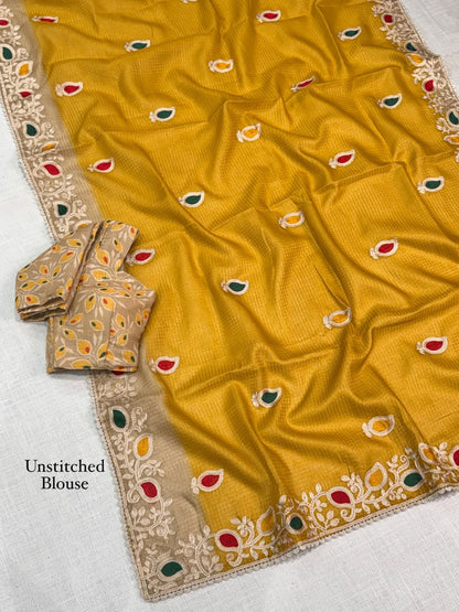 Kota Doria Threadwork Designer Saree