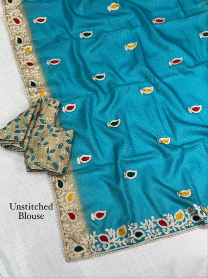 Kota Doria Threadwork Designer Saree
