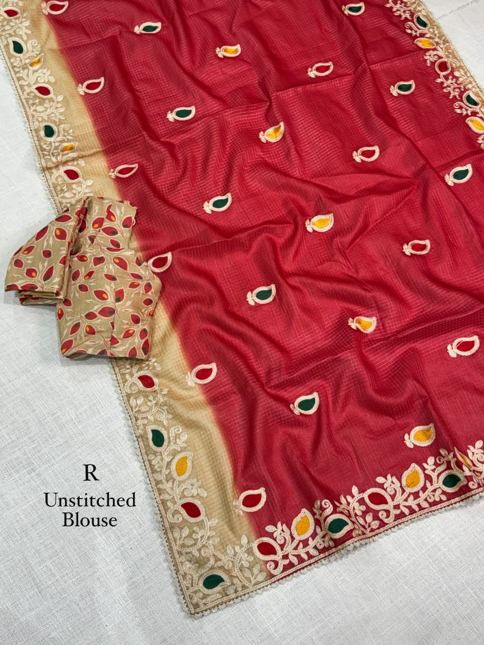 Kota Doria Threadwork Designer Saree