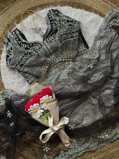Soft Butterfly Net Designer Saree