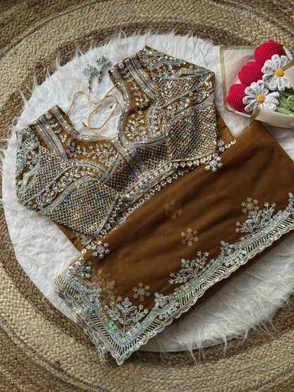 Soft Butterfly Net Designer Saree