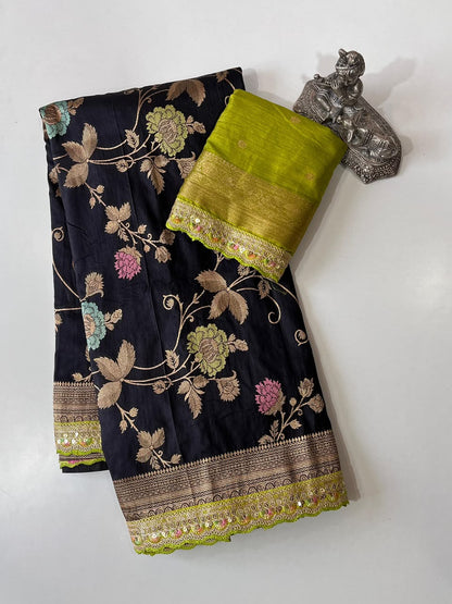 Elegant Dolla Silk Embroidered Saree with Unstitched Blouse