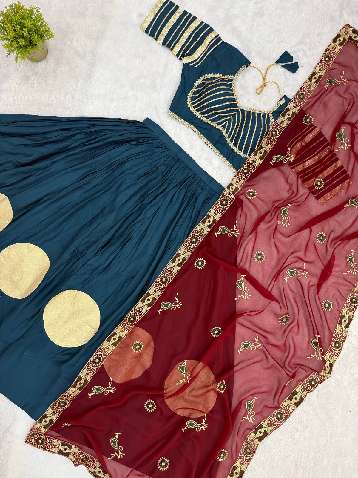 Premium Magenta Rayon Lehenga Choli with Heavy Vintage Embroidered Dupatta