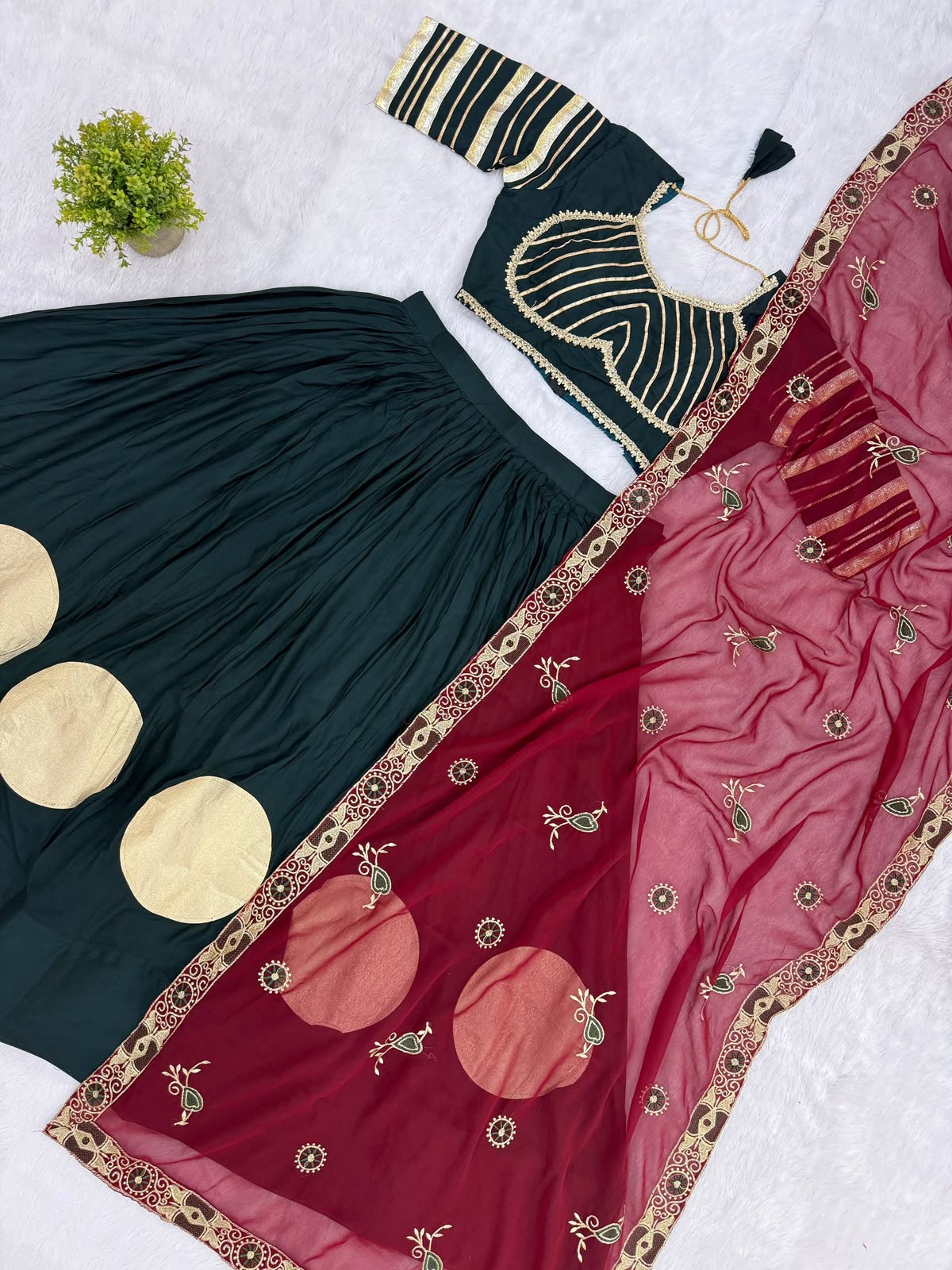 Premium Magenta Rayon Lehenga Choli with Heavy Vintage Embroidered Dupatta