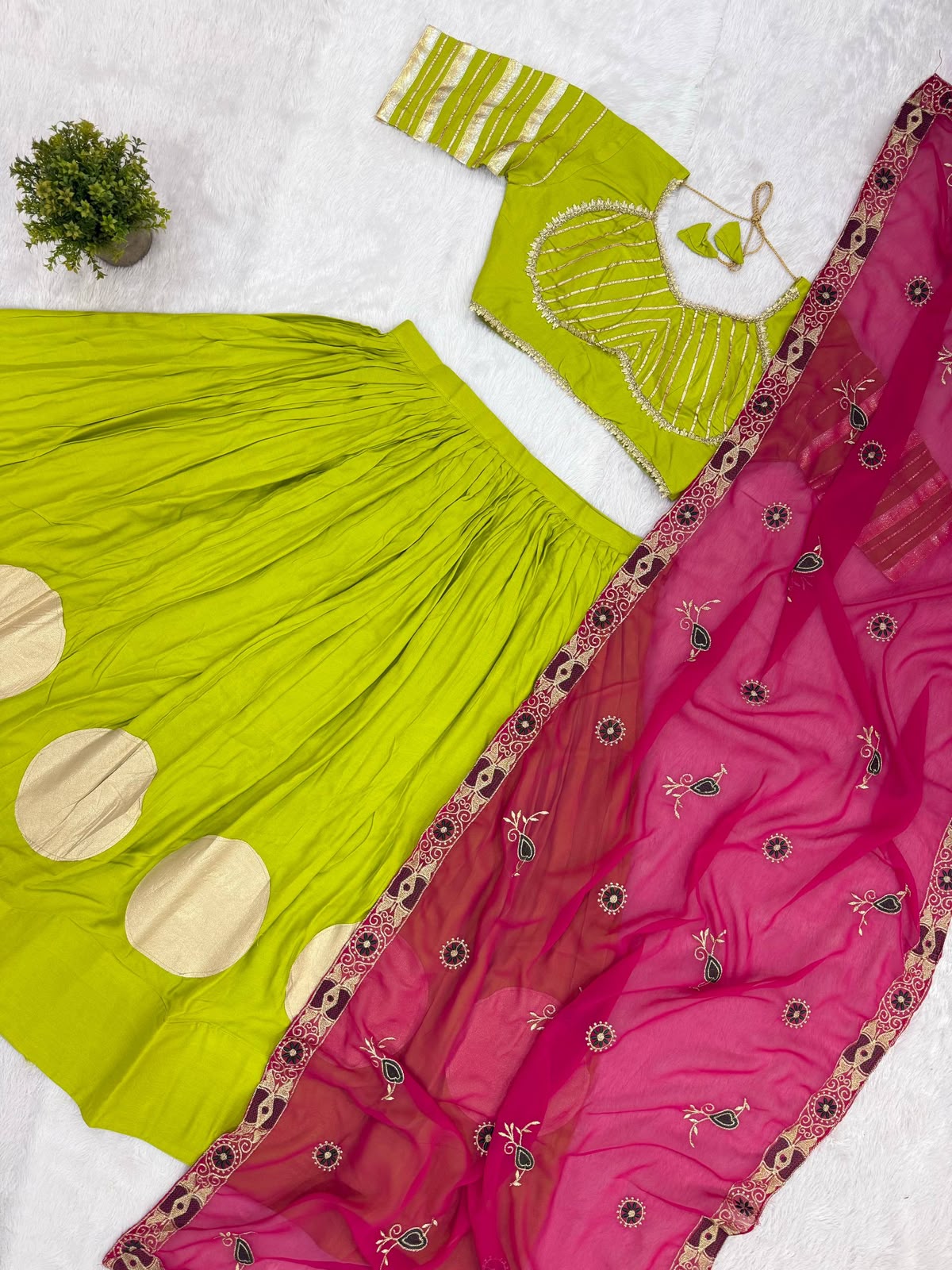 Premium Magenta Rayon Lehenga Choli with Heavy Vintage Embroidered Dupatta