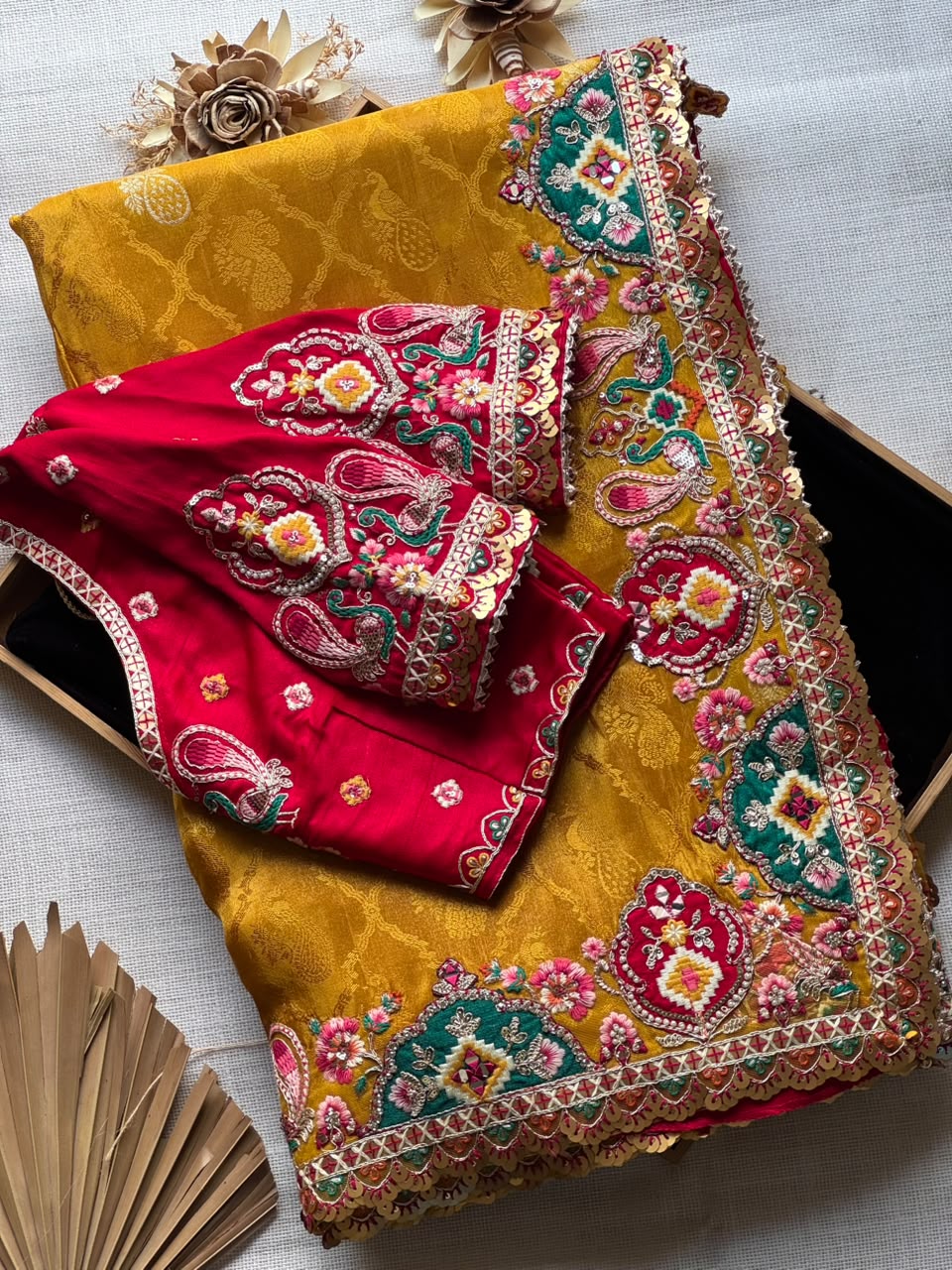 Designer Dola Silk Coding & Sequence Work Saree