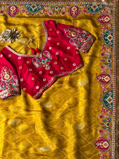 Designer Dola Silk Coding & Sequence Work Saree