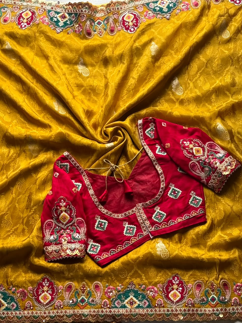 Designer Dola Silk Coding & Sequence Work Saree