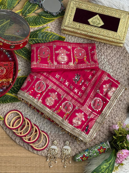 Karva Choth special Dola SIlk With Moti Work Saree