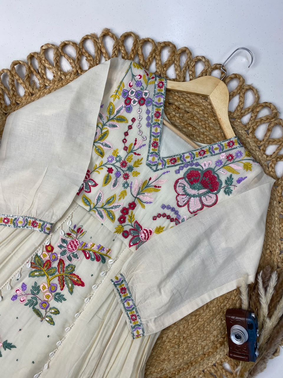 Beautifull Faux Georgette Embroidery Work Top Sharara