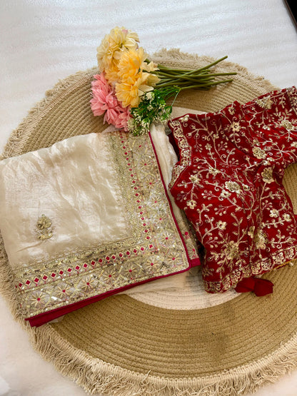 Beautifull Space Silk With Embroidery Work Saree