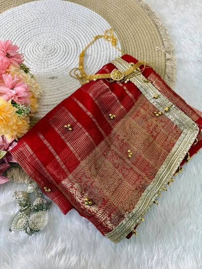 Most Viral Ghunghroo Tissue Fabric With Jacquard Work Saree