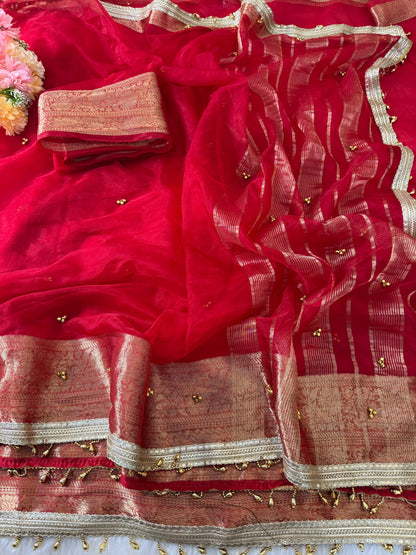 Most Viral Ghunghroo Tissue Fabric With Jacquard Work Saree