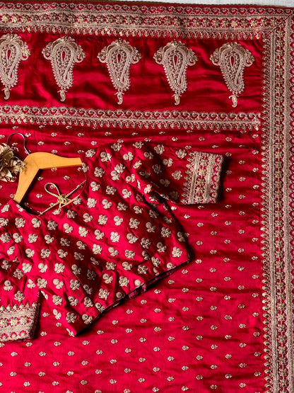Red Color Pure Silk With Coding Work Saree