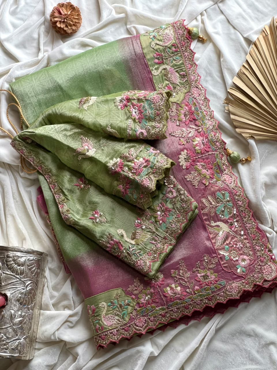 Premium Dola Silk Saree with Coding & Multicolor Sequin Work