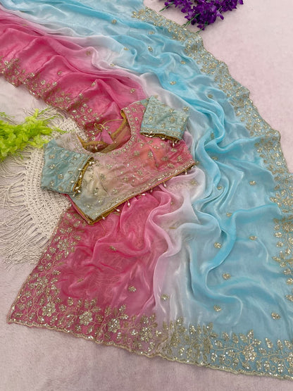 Fendy Satin Pedding Saree with Stitched Blouse
