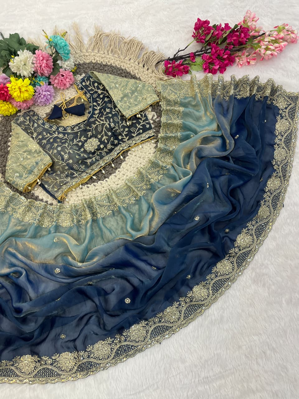 Fendy Satin Pedding Saree with Stitched Blouse