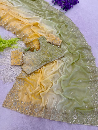 Fendy Satin Pedding Saree with Stitched Blouse