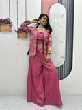 PURE TISSUE SHIMMER SHRUG WITH CHOLI PLAZZO