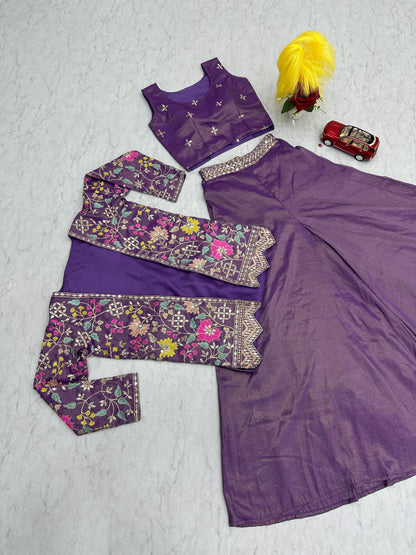 PURE TISSUE SHIMMER SHRUG WITH CHOLI PLAZZO