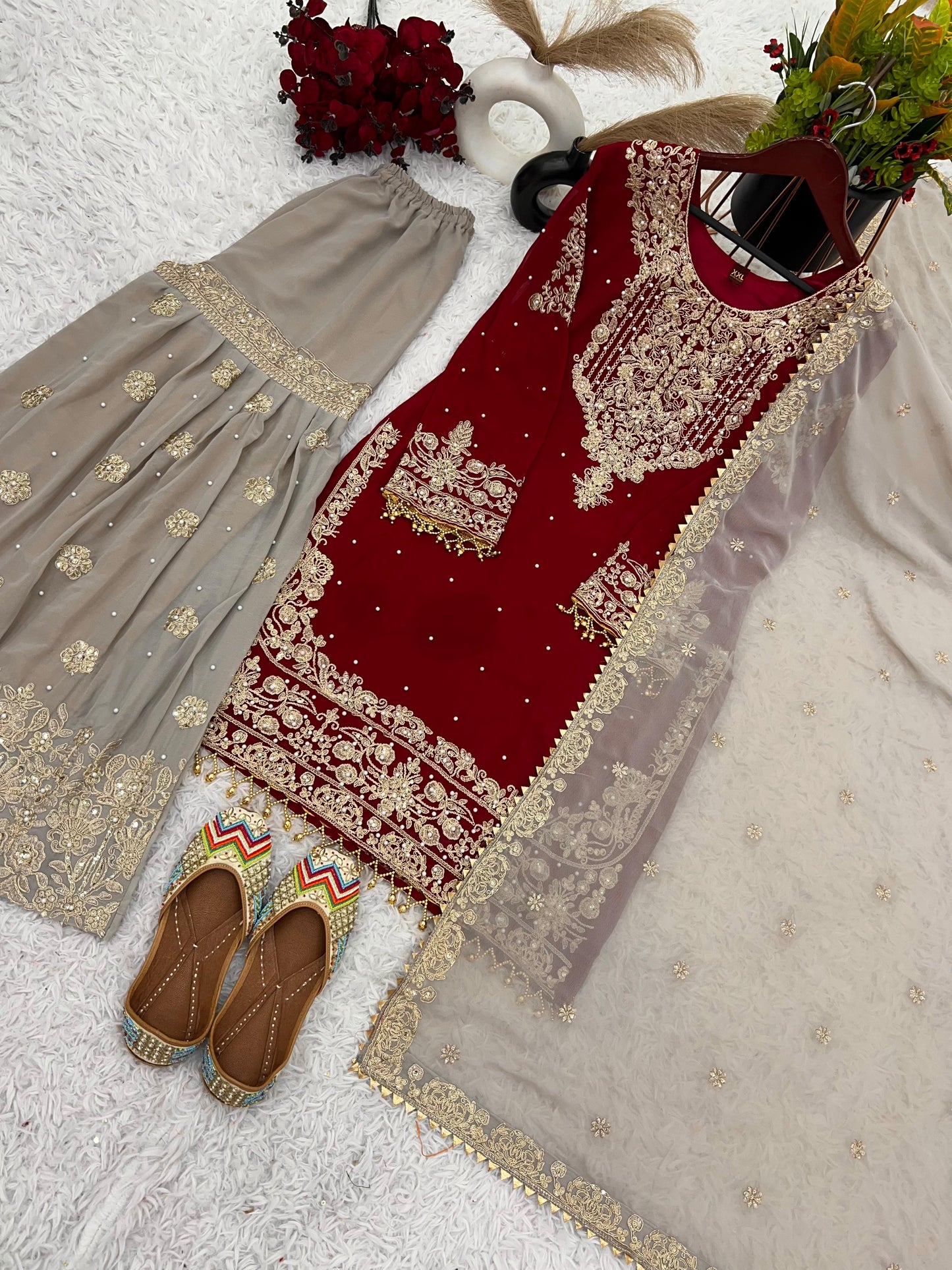 Faux Georgette with inner Coding &amp; Sequnce Work Pakistani Eid Suit