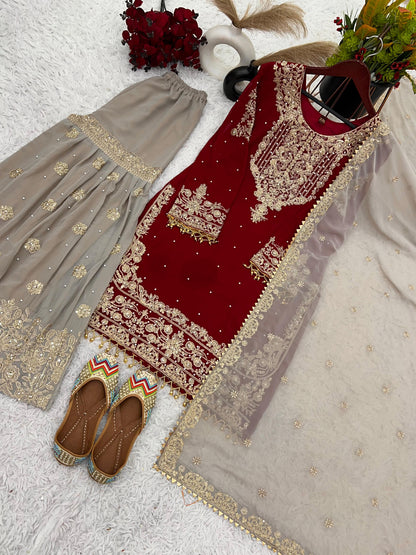 Faux Georgette with inner Coding &amp; Sequnce Work Pakistani Eid Suit