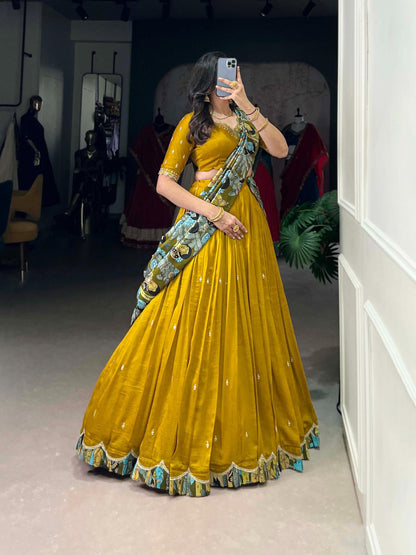 Vichitra Silk Sequence And Embroidered Work Lehenga choli