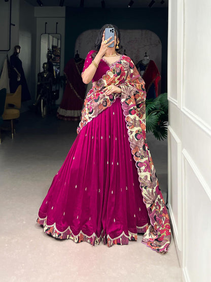 Vichitra Silk Sequence And Embroidered Work Lehenga choli
