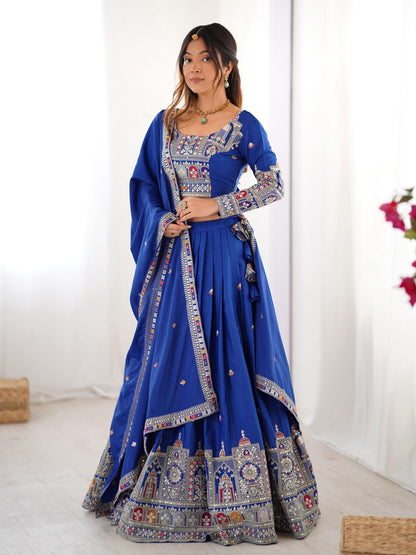 Natural Crep Silk With Thread And Sequence Work Lehenga Choli