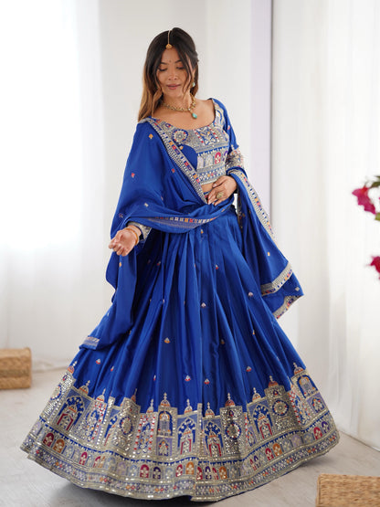 Natural Crep Silk With Thread And Sequence Work Lehenga Choli