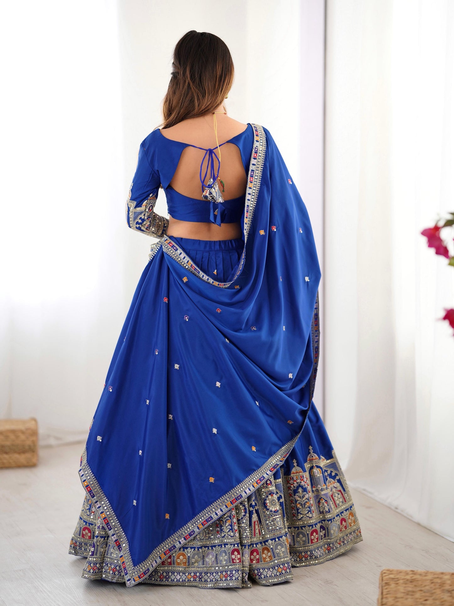 Natural Crep Silk With Thread And Sequence Work Lehenga Choli