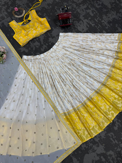 DRESS BAZZAR DESIGNER JACQUARD WEDDING WEAR TRENDY LEHENGA CHOLI