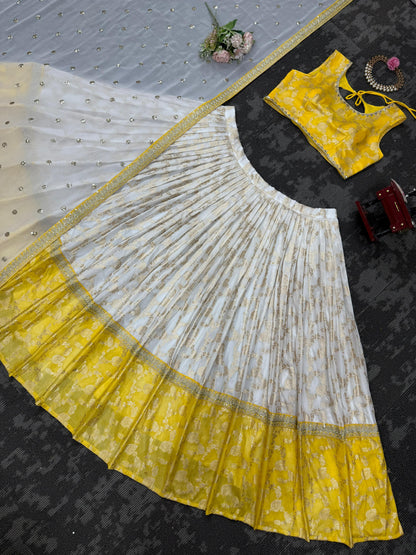 DRESS BAZZAR DESIGNER JACQUARD WEDDING WEAR TRENDY LEHENGA CHOLI