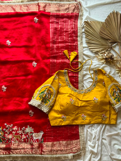 Beautiful Soft Rich Premium Dola Silk With Beads Handwork & Sequence Work Saree