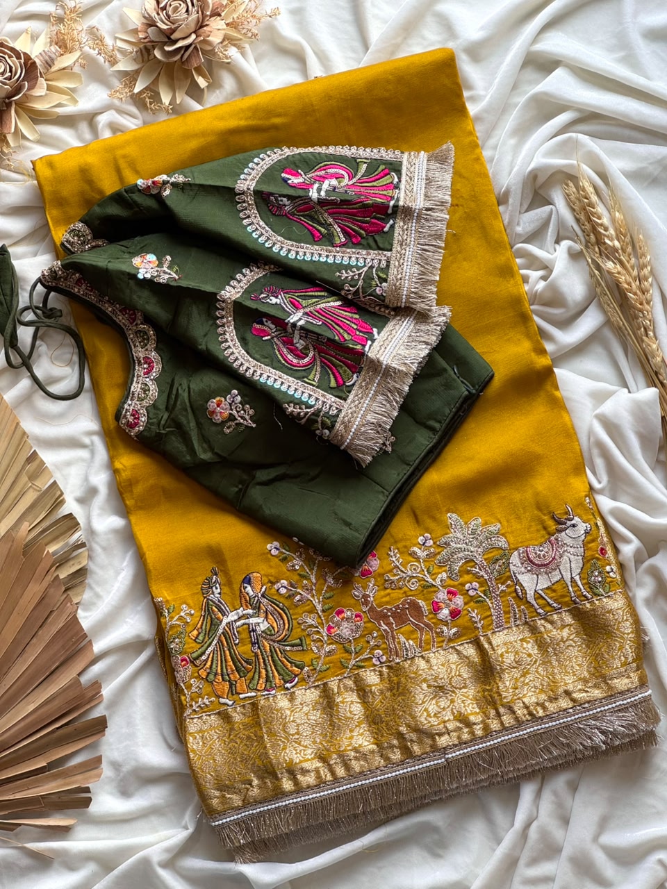 Beautiful Soft Rich Premium Dola Silk With Beads Handwork & Sequence Work Saree