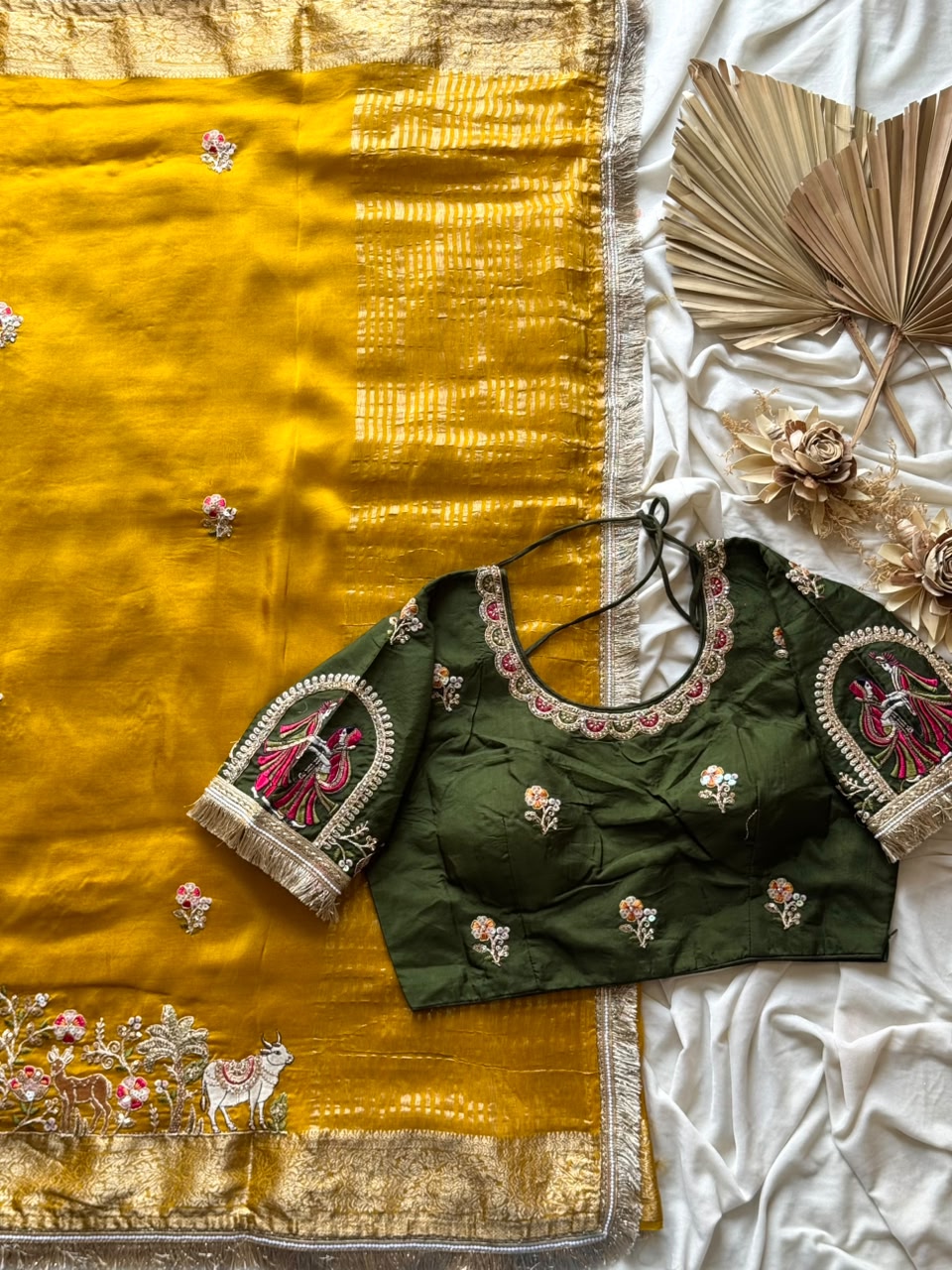 Beautiful Soft Rich Premium Dola Silk With Beads Handwork & Sequence Work Saree