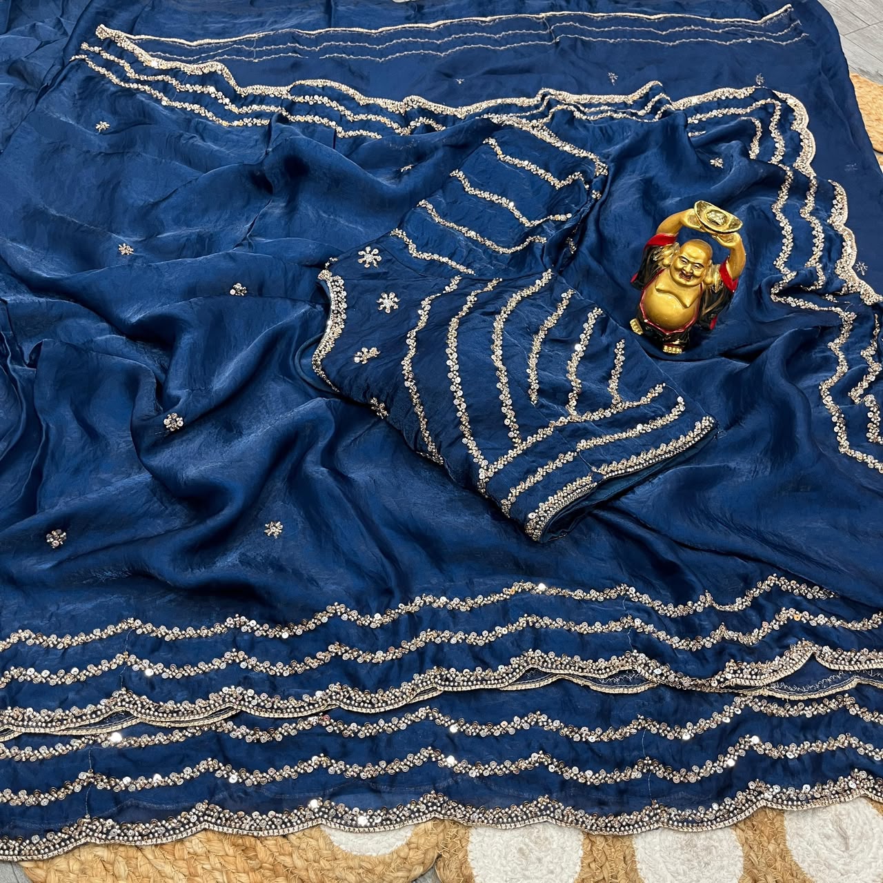 Pure Space Silk Cutdana Handwork Saree Set