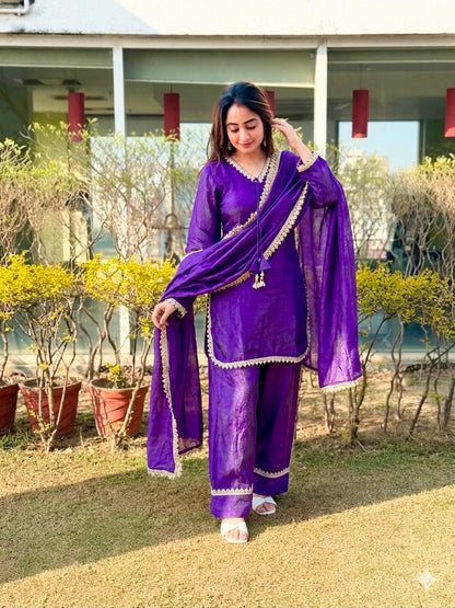 Beautifull Pink Color Satin Silk With Hand Made Real Mirror Work Top Pent
