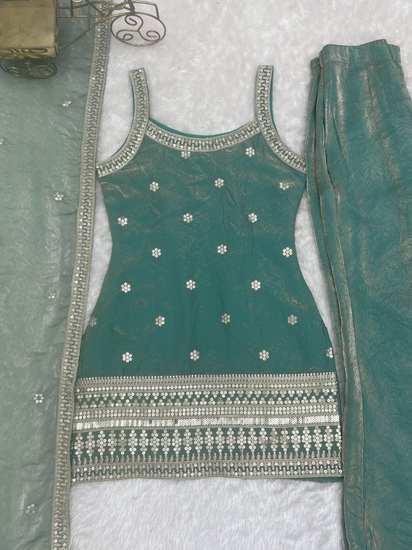 Beautiful Soft Frendy Silk With Embroidery Sequence Dori & Jari Work Suit