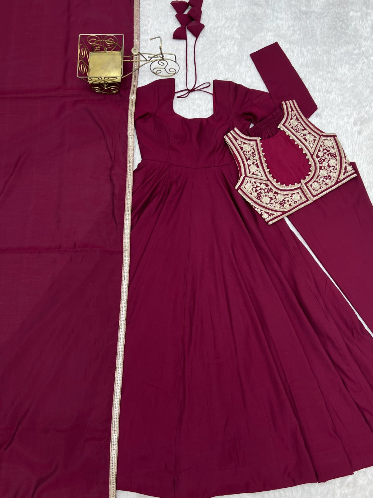 Roman Silk Floral Print Anarkali Suit Set
