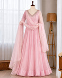 Georgette With Huge Flair And Butter SIlk Fabric With Mirror Lace Work Border Anarkali