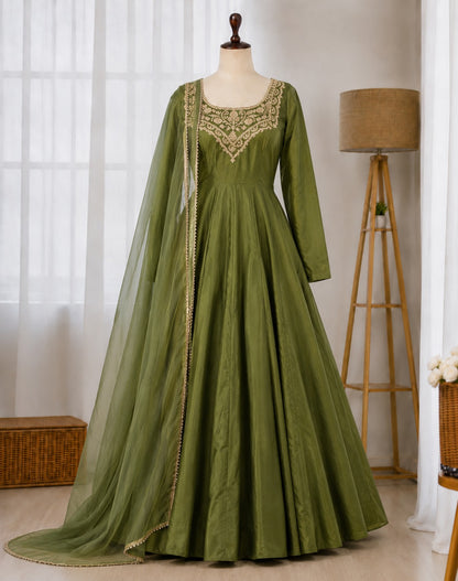 French Embroidered Gown Suit Set
