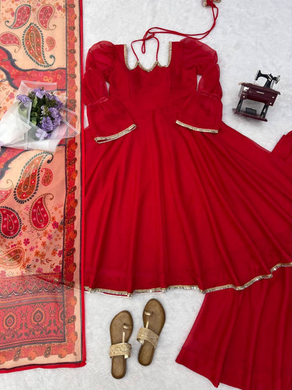 Tabby Silk Mirror Lace Anarkali Suit Set