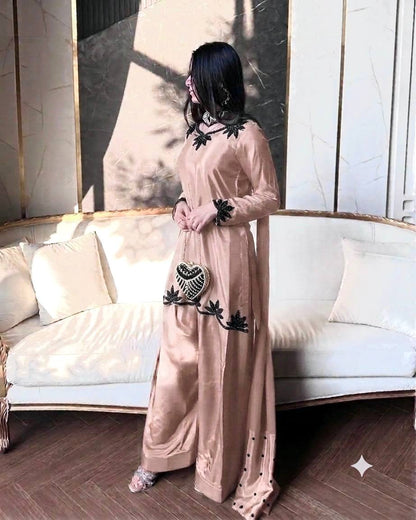 Natural Crepe Embroidered Plazzo Suit Set