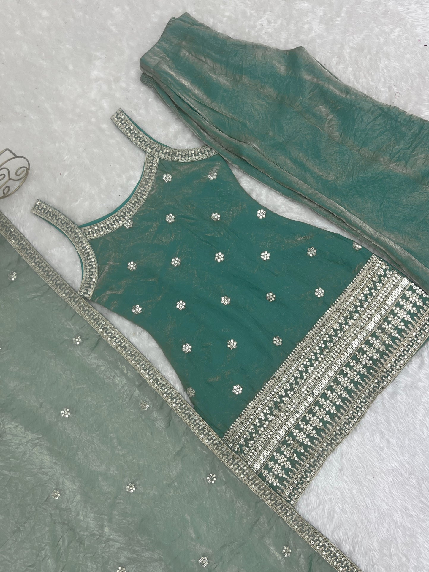 Beautiful Soft Frendy Silk With Embroidery Sequence Dori & Jari Work Suit