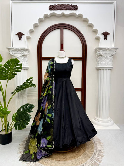 Natural Crepe Anarkali Suit Set